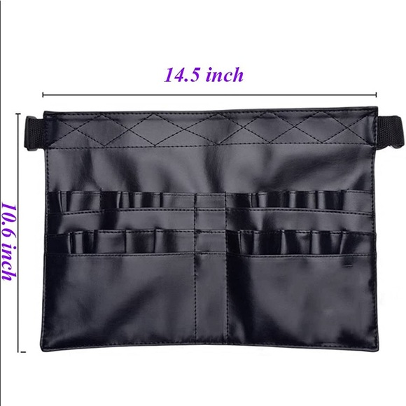 Hairdresser Makeup Apron Faux Leather 1 Pc Multi-Pockets Adjustable Strap - Picture 4 of 6